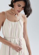Vestido Midi Fio Tinto Com Amarração