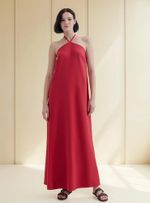 Vestido Midi Halterneck Em Viscolinho