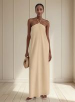 Vestido Midi Halterneck Em Viscolinho