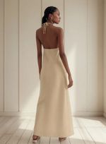 Vestido Midi Halterneck Em Viscolinho