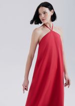 Vestido Midi Halterneck Em Viscolinho
