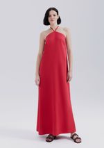 Vestido Midi Halterneck Em Viscolinho