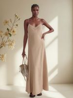 Vestido Midi Com Bordado E Linho
