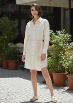 Vestido Chemise Manga Longa Fio Tinto