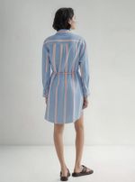 Vestido Chemise Manga Longa Fio Tinto