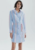 Vestido Chemise Manga Longa Fio Tinto