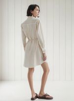 Vestido Chemise Manga Longa Fio Tinto