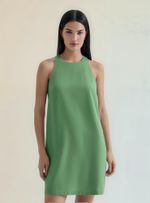 Vestido Curto Evasê Com Linho