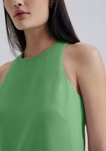 Vestido Curto Evasê Com Linho