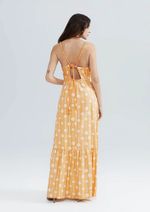 Vestido Longo Estampado Com Franzidos