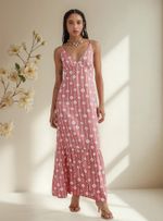 Vestido Longo Estampado Com Franzidos