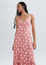 Vestido Longo Estampado Com Franzidos