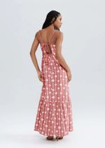 Vestido Longo Estampado Com Franzidos