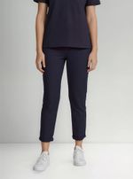 Calça Feminina Mom Em Sarja Azul-marinho 40