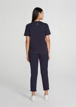 Calça Feminina Mom Em Sarja Azul-marinho 40