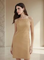 Vestido Curto Acinturado Com Linho