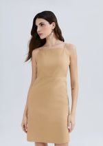 Vestido Curto Acinturado Com Linho