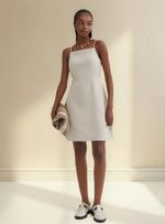 Vestido Curto Acinturado Com Linho