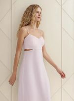 Vestido Midi Evasê Com Lastex Em Linho
