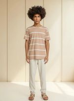 Camiseta Masculina Listrada Com Linho Bossa