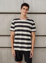 Camiseta Masculina Listrada Com Linho Bossa
