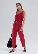 Calça Feminina Slouchy Cintura Alta Com Linho