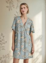 Vestido Curto Estampado Em Viscolinho