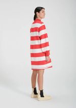 Vestido Básico Em Moletom Curto Manga Longa Listrado