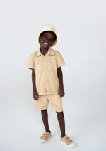 Camisa Infantil Menino Manga Curta Em Sarja