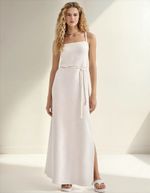 Vestido Midi Texturizado Com Linho