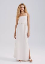 Vestido Midi Texturizado Com Linho