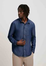 Camisa Masculina Manga Longa Em Jeans