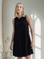 Vestido Básico Curto Trapézio Em Viscose