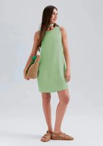 Vestido Básico Curto Trapézio Em Viscose