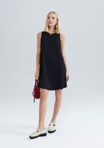 Vestido Básico Curto Trapézio Em Viscose