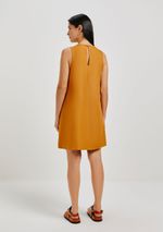 Vestido Básico Curto Trapézio Em Viscose