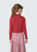 Blusa Cropped Infantil Menina Manga Longa Em Ribana Canelada