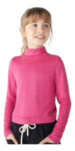 Blusa Cropped Infantil Menina Manga Longa Em Ribana Canelada
