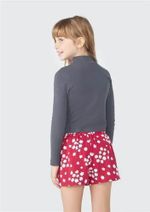 Blusa Cropped Infantil Menina Manga Longa Em Ribana Canelada