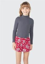Blusa Cropped Infantil Menina Manga Longa Em Ribana Canelada
