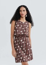 Vestido Curto Estampado Reto
