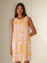 Vestido Curto Estampado Reto