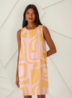 Vestido Curto Estampado Reto