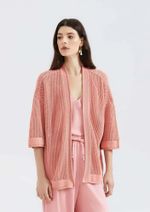Kimono Feminino Manga 7/8 Em Tricô Texturizado