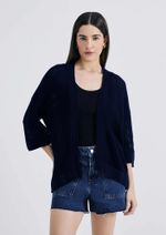 Kimono Feminino Manga 7/8 Em Tricô Texturizado