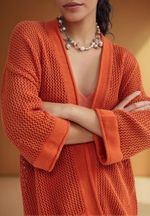 Kimono Feminino Manga 7/8 Em Tricô Texturizado