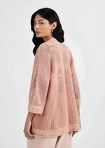 Kimono Feminino Manga 7/8 Em Tricô Texturizado