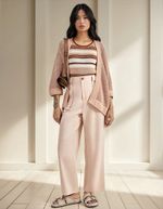 Kimono Feminino Manga 7/8 Em Tricô Texturizado