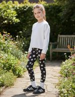 Conjunto Infantil Menina Blusa Branca E Calça Estampada