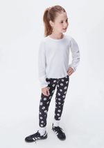 Conjunto Infantil Menina Blusa Branca E Calça Estampada